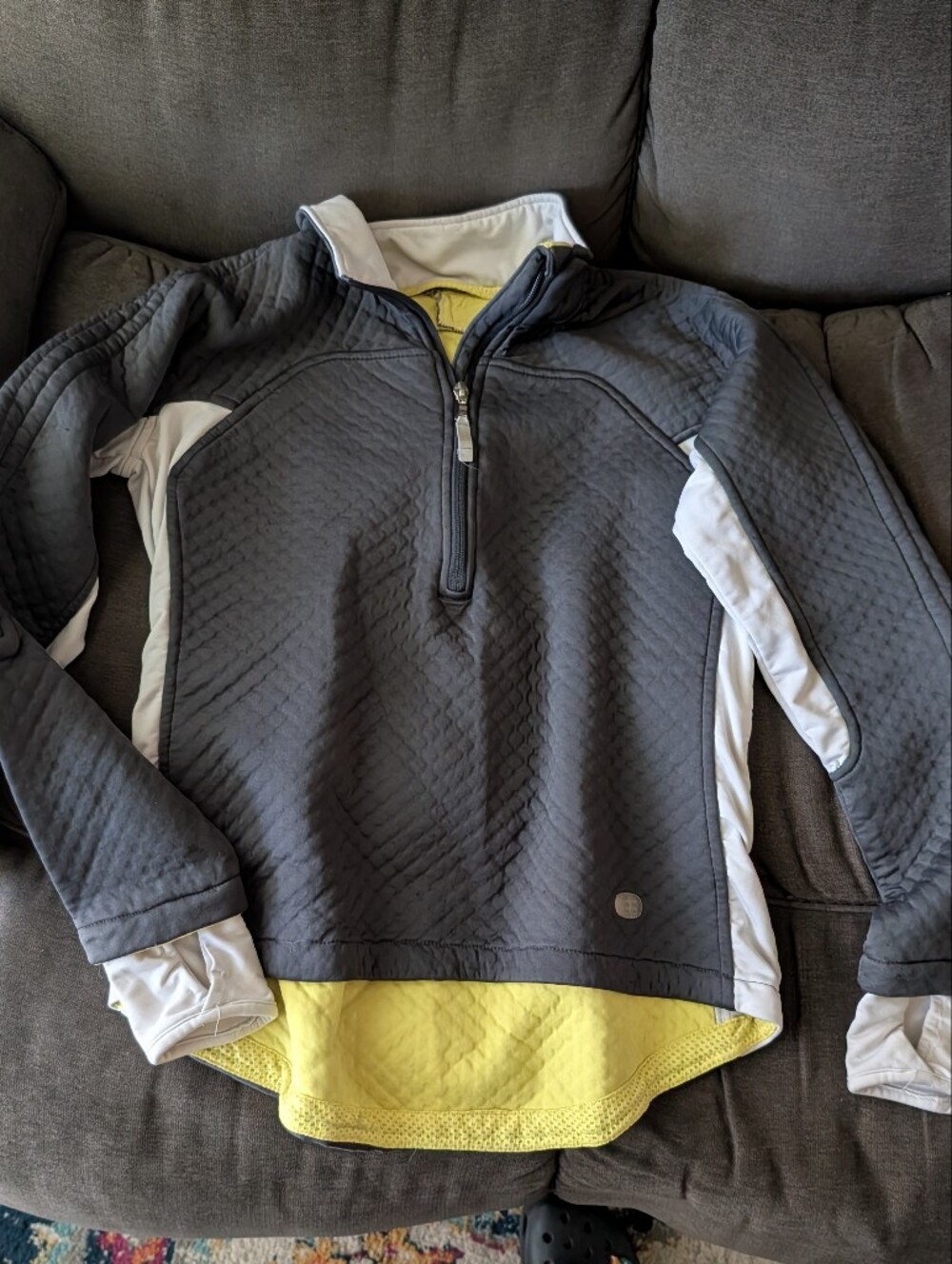 Women's Nike Gray Quarter-Zip Pullover Sweatshirt with White Panels